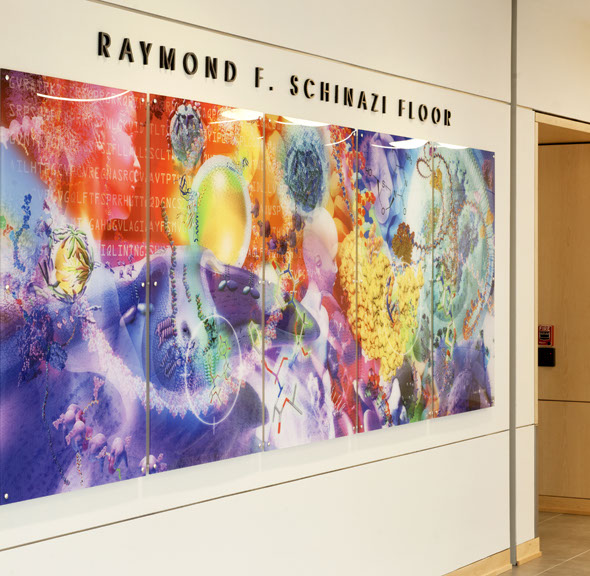 Editorial illustration of upper respiratory attackers. Influenza, Rhinovirus, Adenovirus, Staphylocuccus, Strephylocuccus